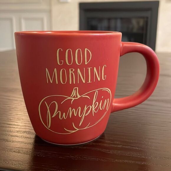 Indigo Good Morning Pumpkin Dark Orange/Red Mug with Pumpkin Excellent Condition - Picture 1 of 7